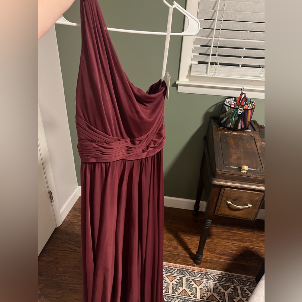 Off the shoulder bridesmaid dress